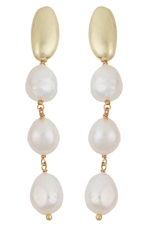 Cultured Pearl Linear Drop Earrings