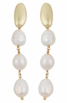 Panacea Cultured Pearl Linear Drop Earrings