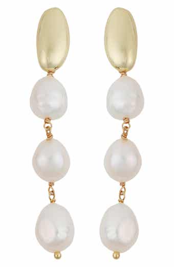 Cultured Pearl Linear Drop Earrings