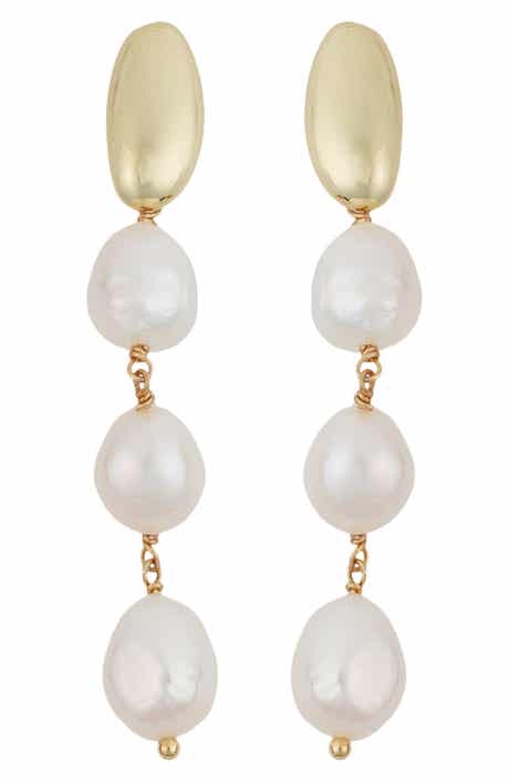 Panacea Cultured Pearl Linear Drop Earrings