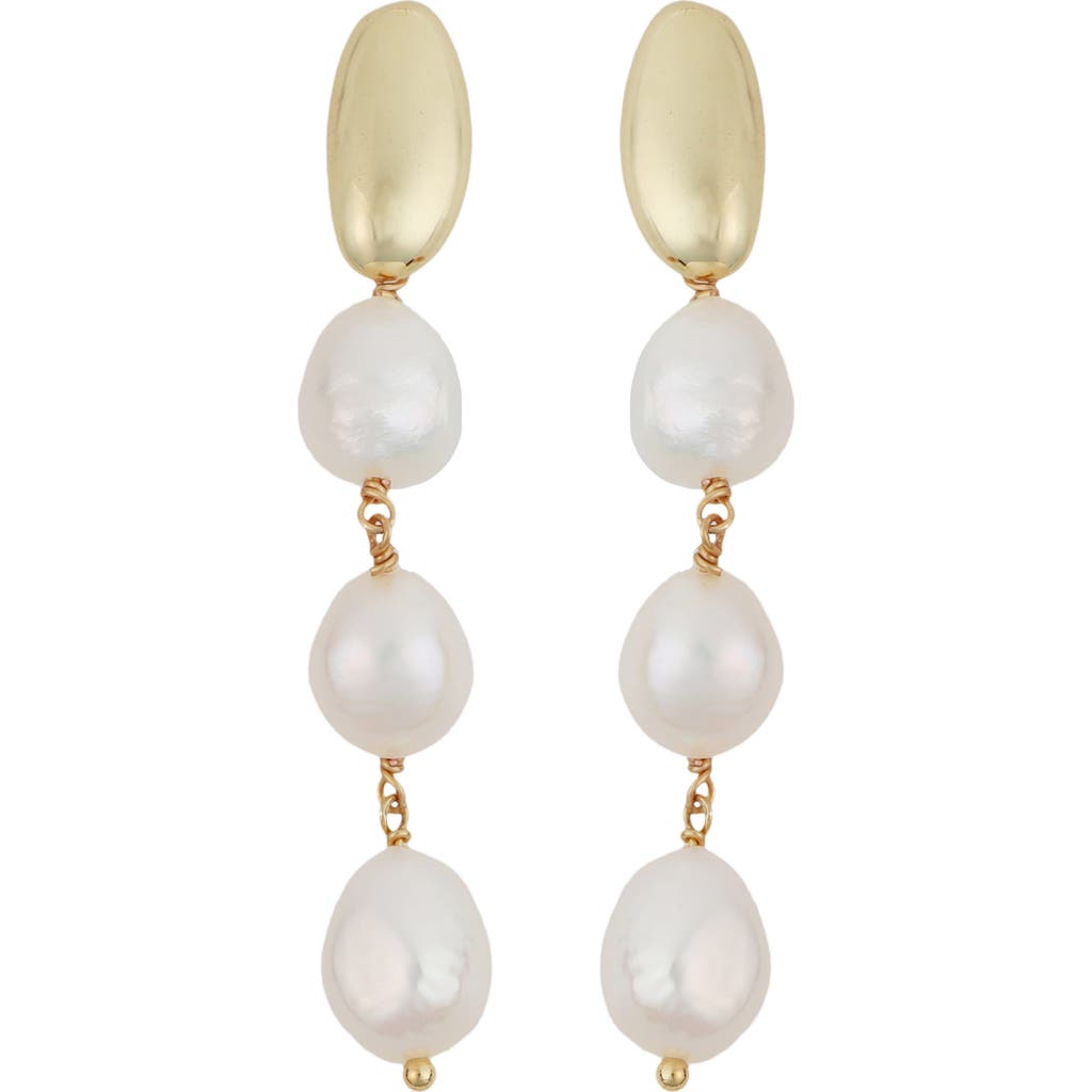 Panacea Cultured Pearl Linear Drop Earrings in White at Nordstrom Rack