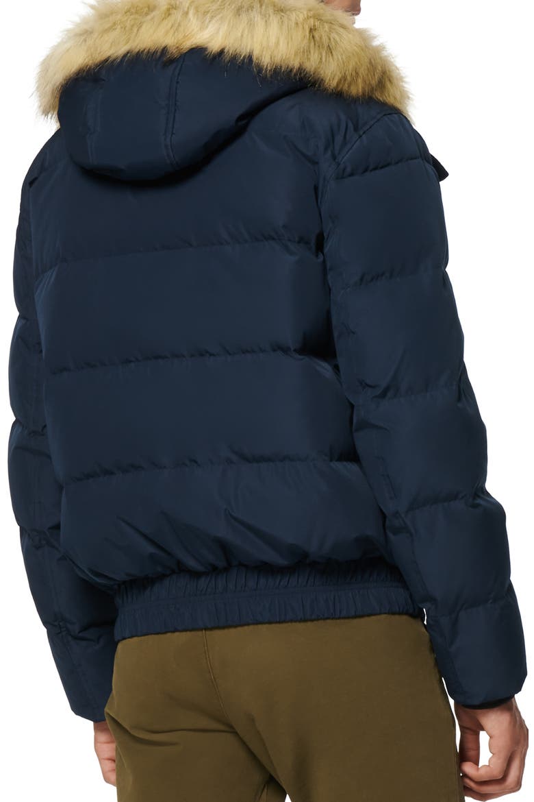 Umbra Faux Fur Trim Quilted Jacket, Alternate, color, INK
