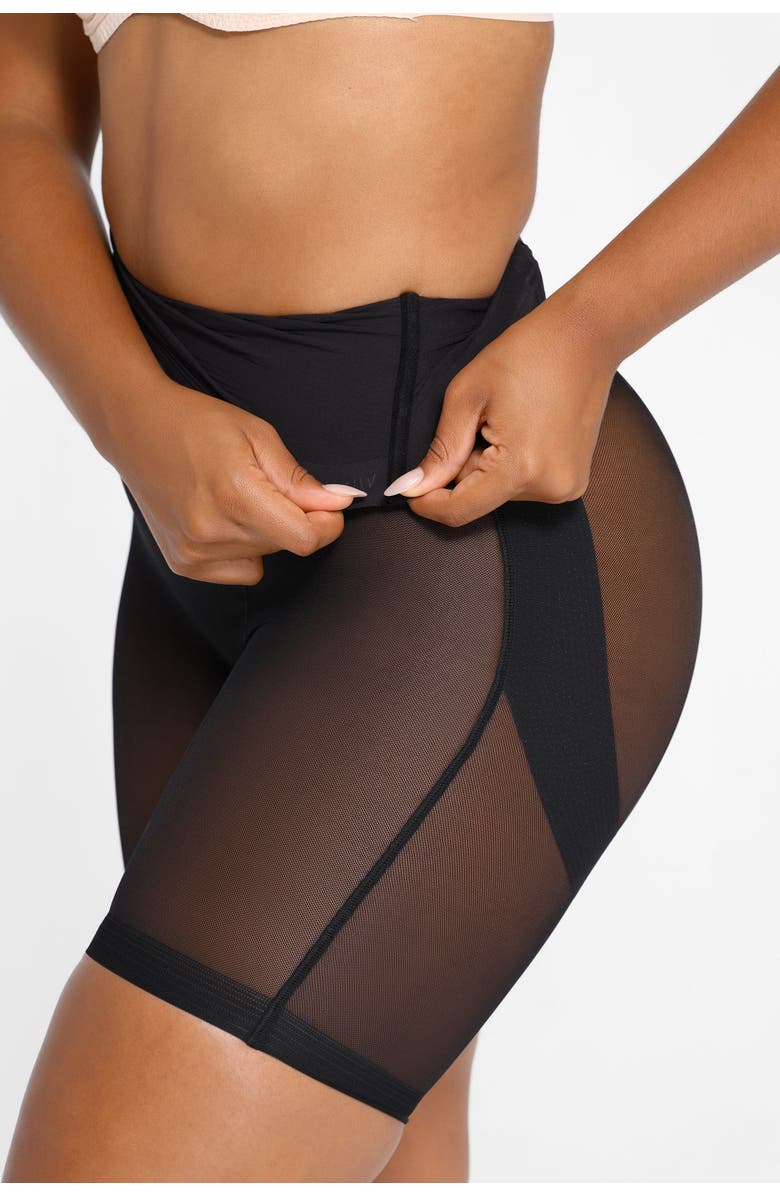 Shapellx Mesh Smooth Tummy Control Butt-Lifting Shorts, Alternate, color, Onyx Black