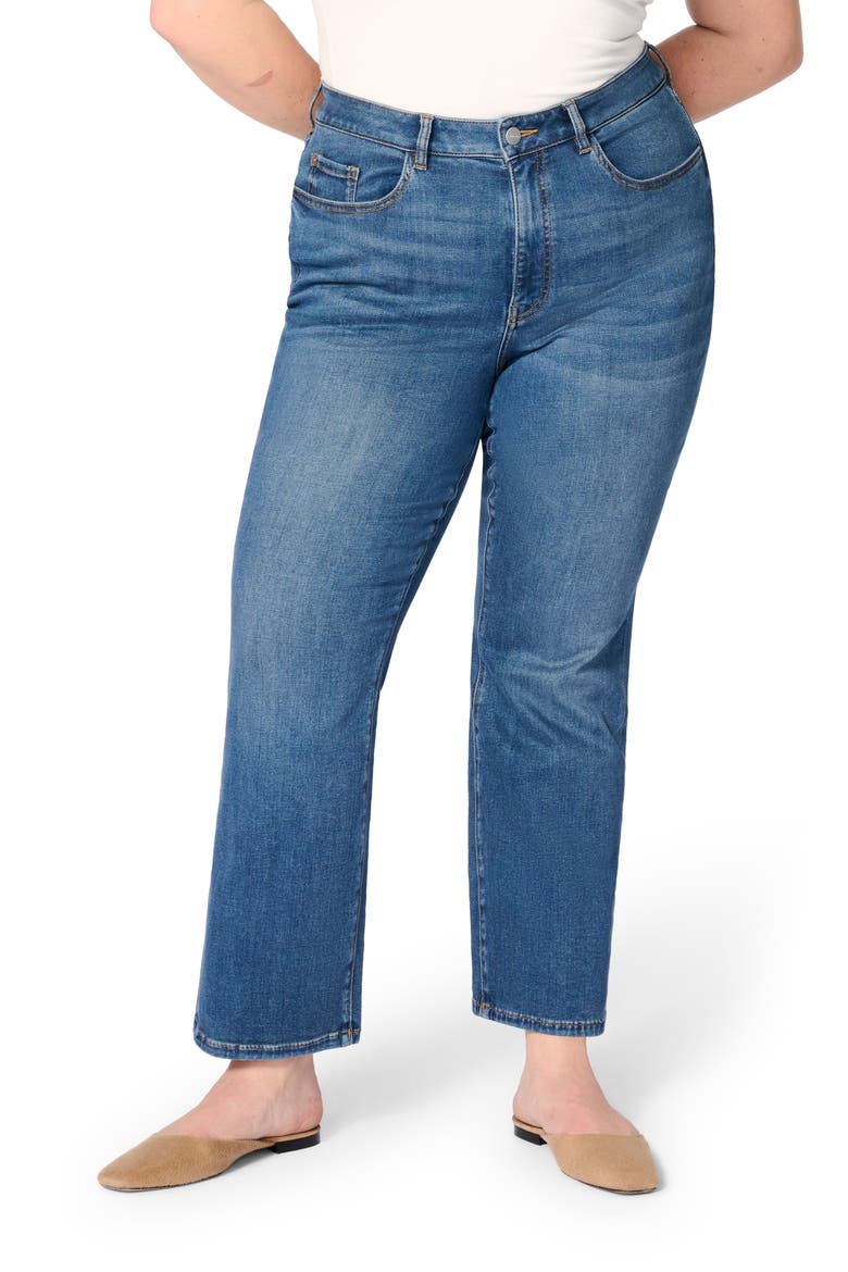 ASE High Waist Straight Leg Stretch Jeans, Main, color, TAKEOFF
