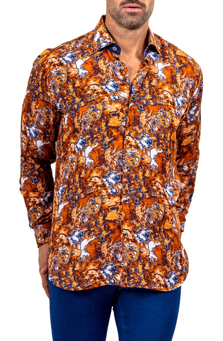 Maceoo Fibonacci Marthyr 0272 Contemporary Fit Button-Up Shirt, Alternate, color, Brown