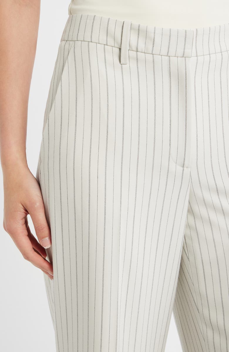 Elie Tahari The Liliana Stripe Wide Leg Pants, Alternate, color, Tan With Black Pinstripe