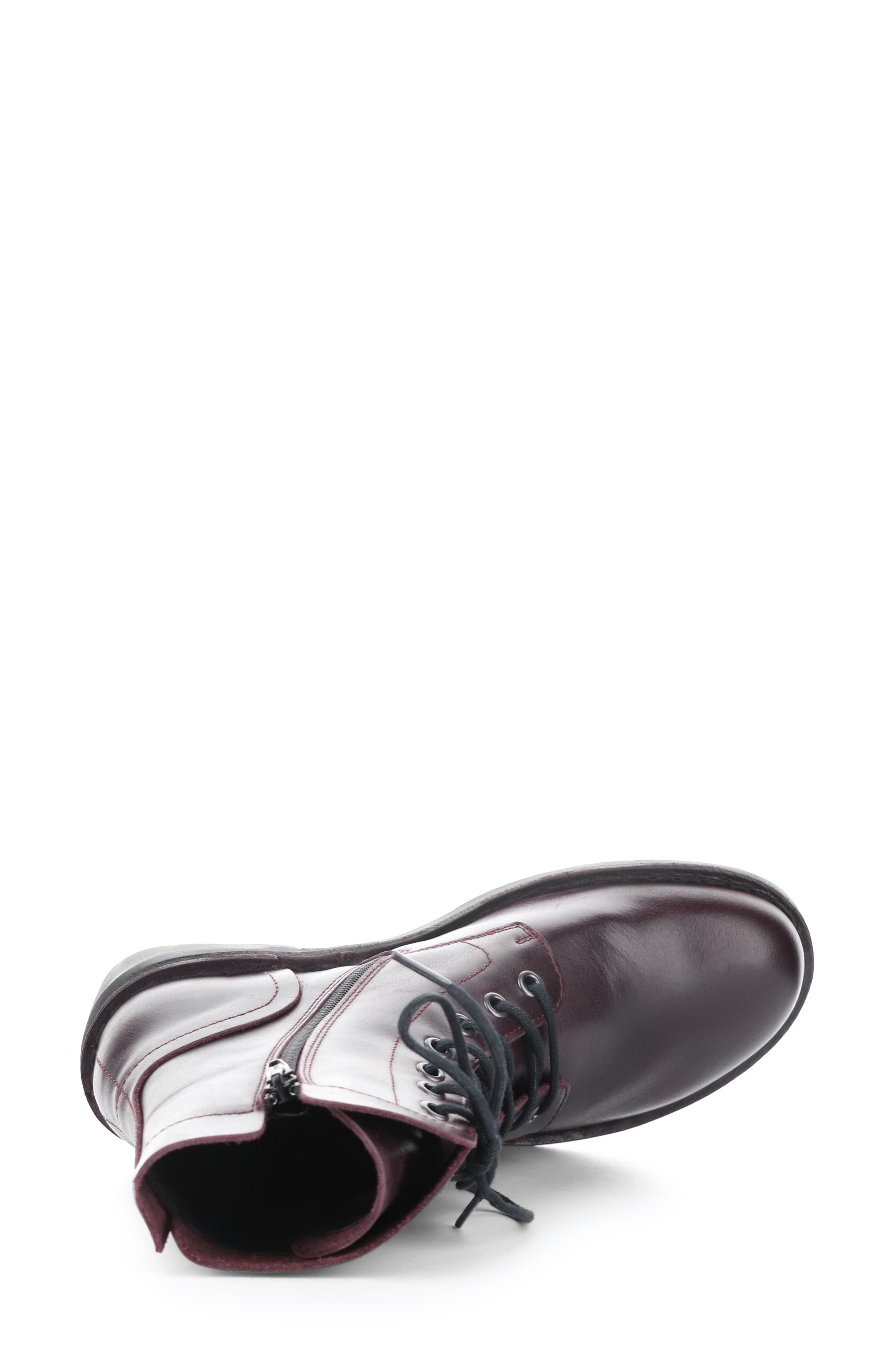 Milu Lace-Up Leather Boot, Alternate, color, WINE RUG