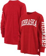 PRESSBOX Women's Pressbox Heathered Scarlet Nebraska Huskers Two-Hit Canyon Long Sleeve T-Shirt