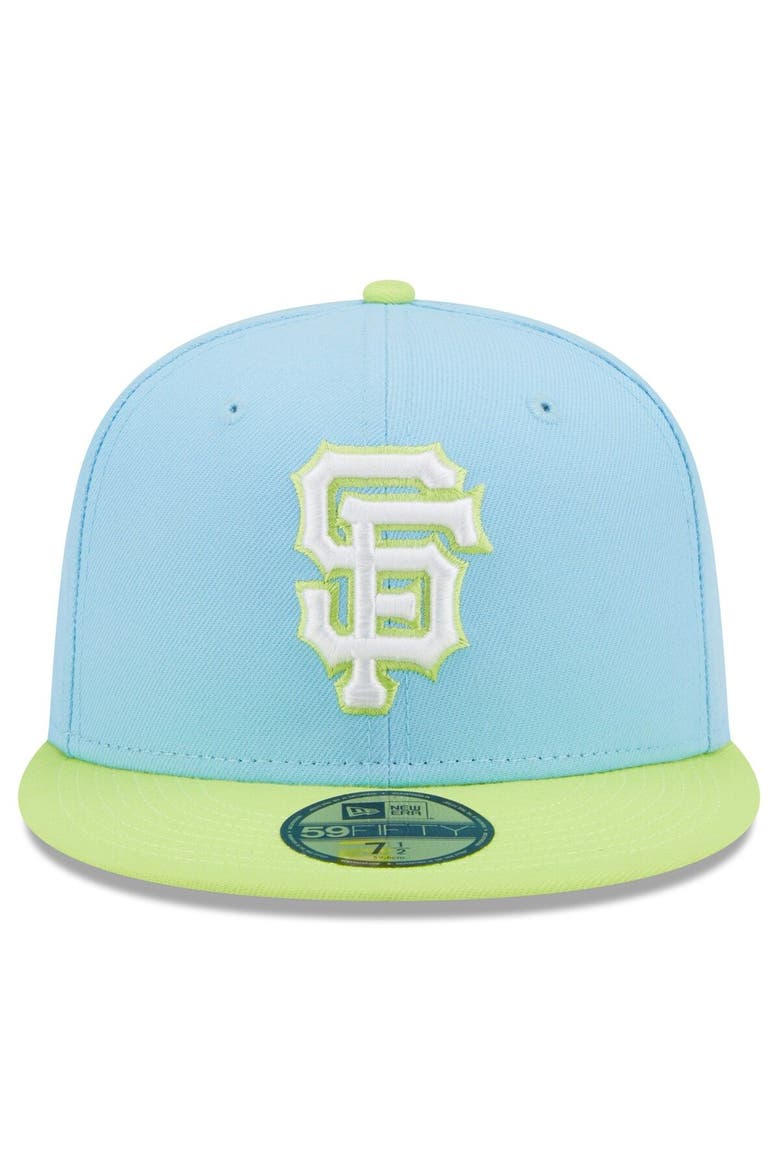 Men's New Era Light Blue/Neon Green San Francisco Giants Spring Color Two-Tone 59FIFTY Fitted Hat, Alternate, color, Light Blue