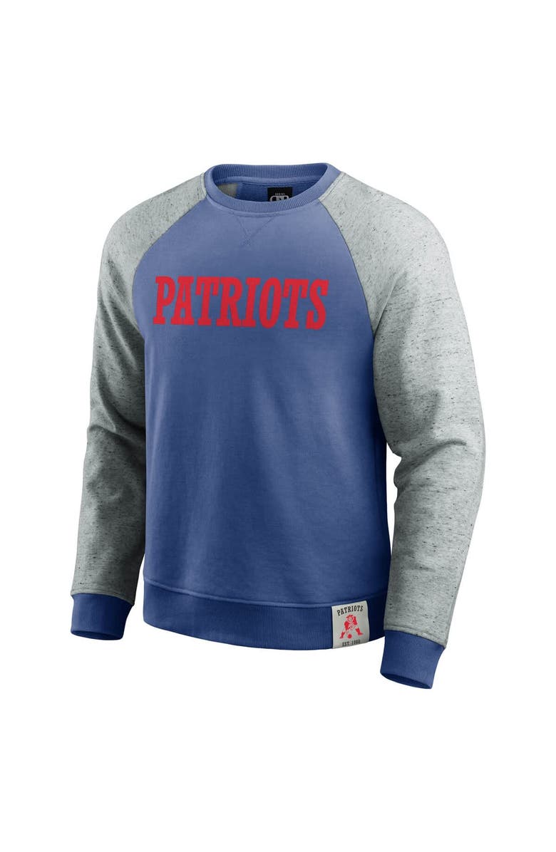 Darius Rucker Collection by Fanatics Men's Darius Rucker Collection by Fanatics Royal/Heather Gray New England Patriots Throwback Color Block Raglan Pullover Sweatshirt, Alternate, color, Royal