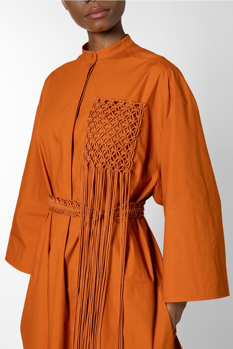 Poska Cotton Shirt Dress, Alternate, color, Cinnamon