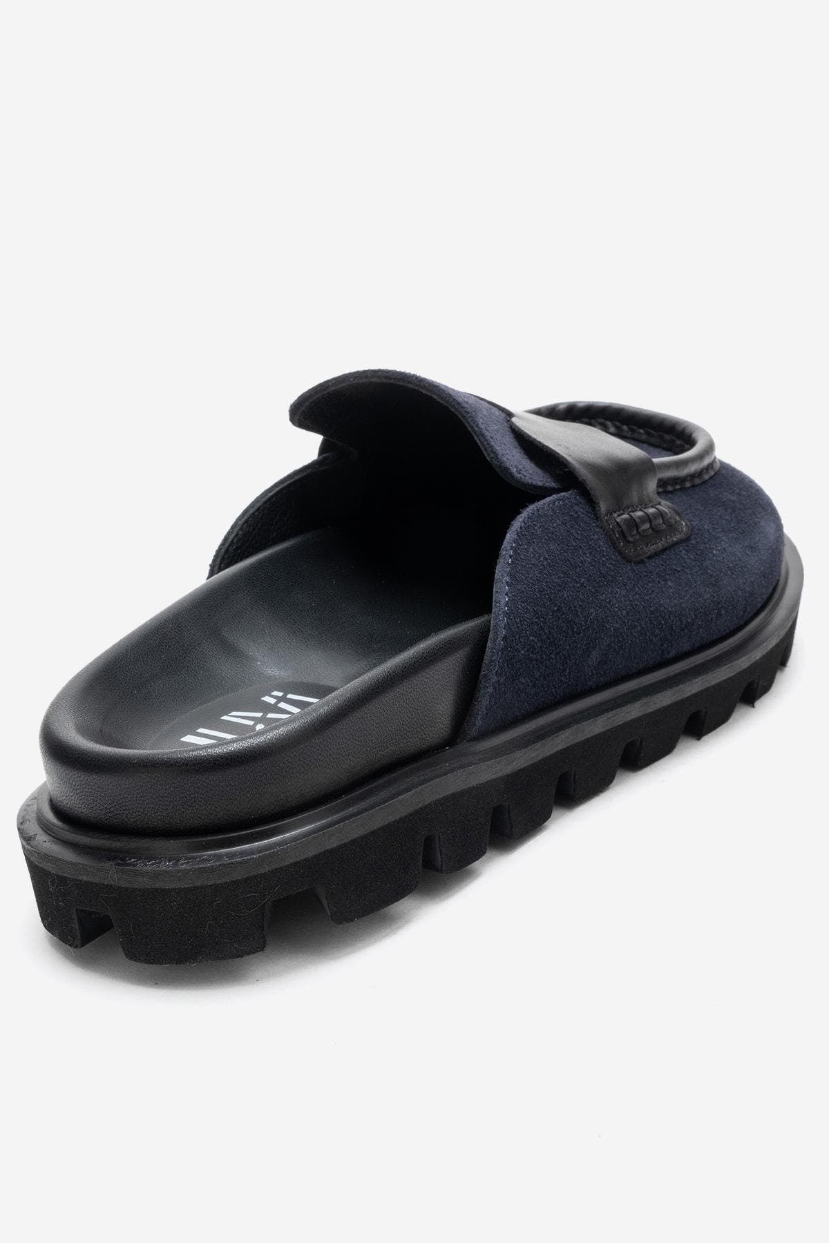 Forever & Always Shoes Vela Leather Slipper, Alternate, color, Navy Suede