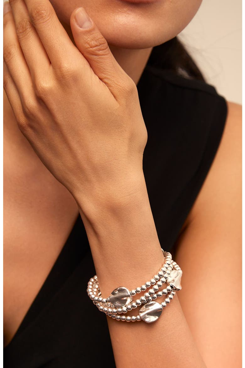 Triple Strand Leather Bracelet, Alternate, color, Silver