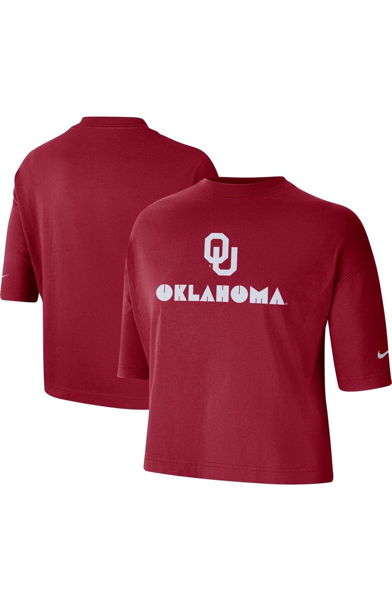 Nike Women's Nike Crimson Oklahoma Sooners Crop Performance T-Shirt, Main, color, 