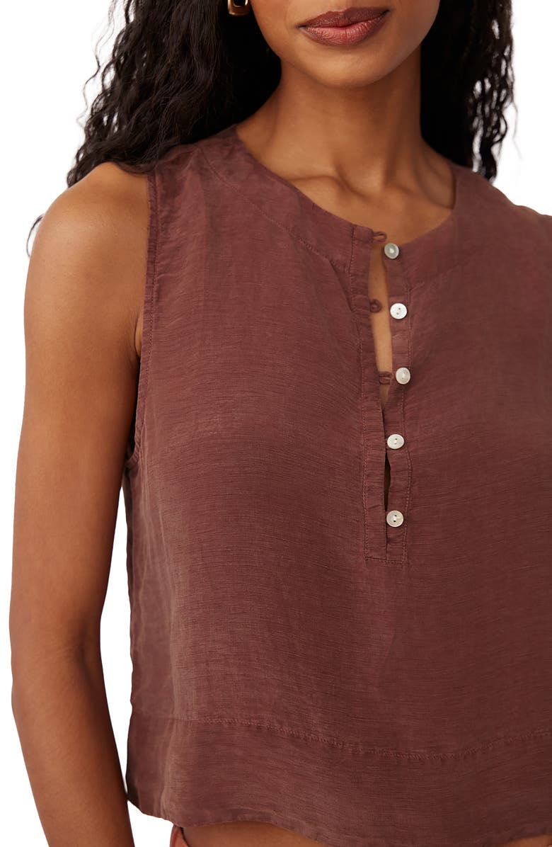 Bella Dahl Sleeveless Linen Blend Crop Henley, Alternate, color,