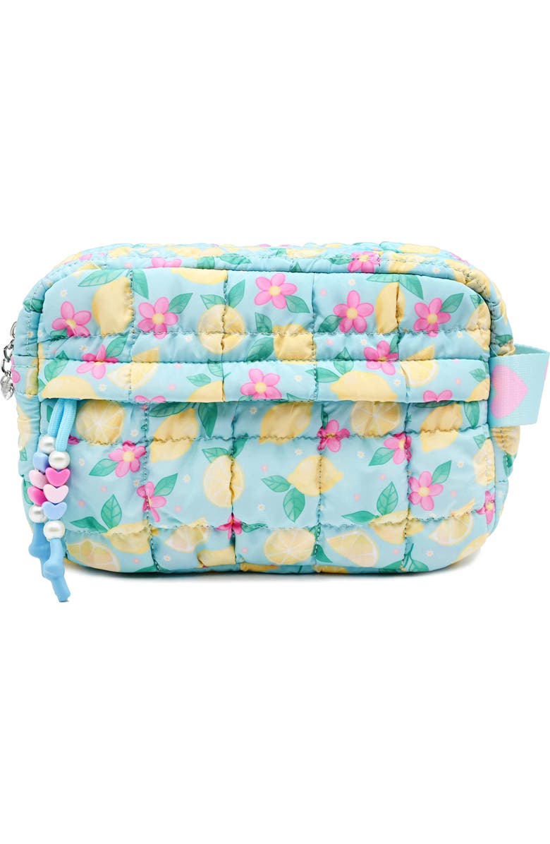 OMG Accessories Kids' Lemon Floral Print Scrunch Pouch, Main, color, Sky Blue