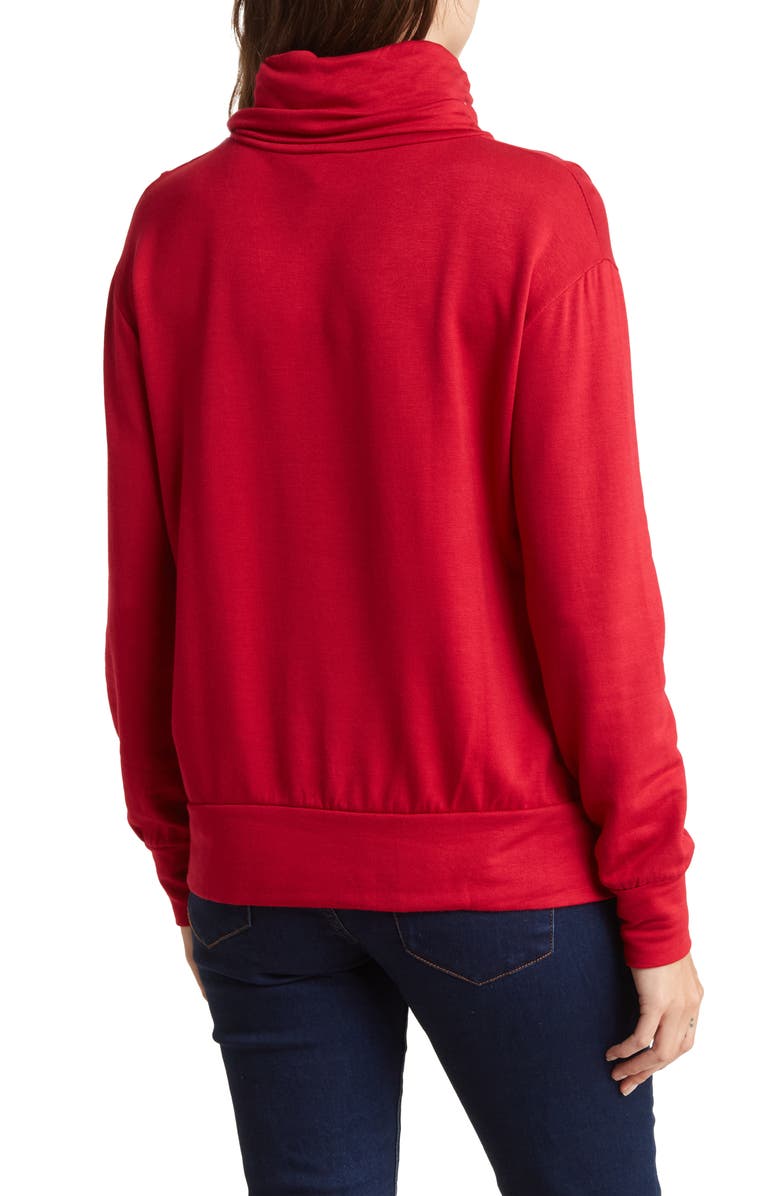 GO COUTURE Turtleneck Banded Sweater, Alternate, color, Dahlia