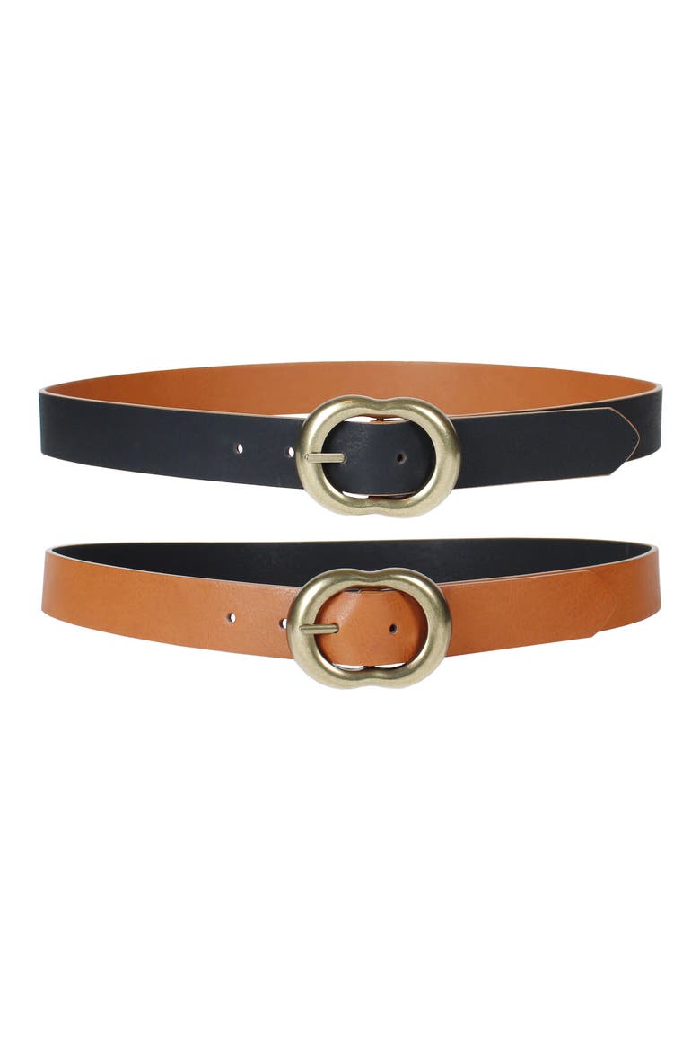 Dome C-Bar Buckle Reversible Belt, Main, color, DARK TAN/ BLACK