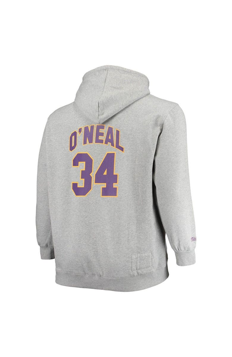 Mitchell & Ness Men's Mitchell & Ness Shaquille O'Neal Heathered Gray Los Angeles Lakers Big & Tall Name & Number Pullover Hoodie, Alternate, color, 