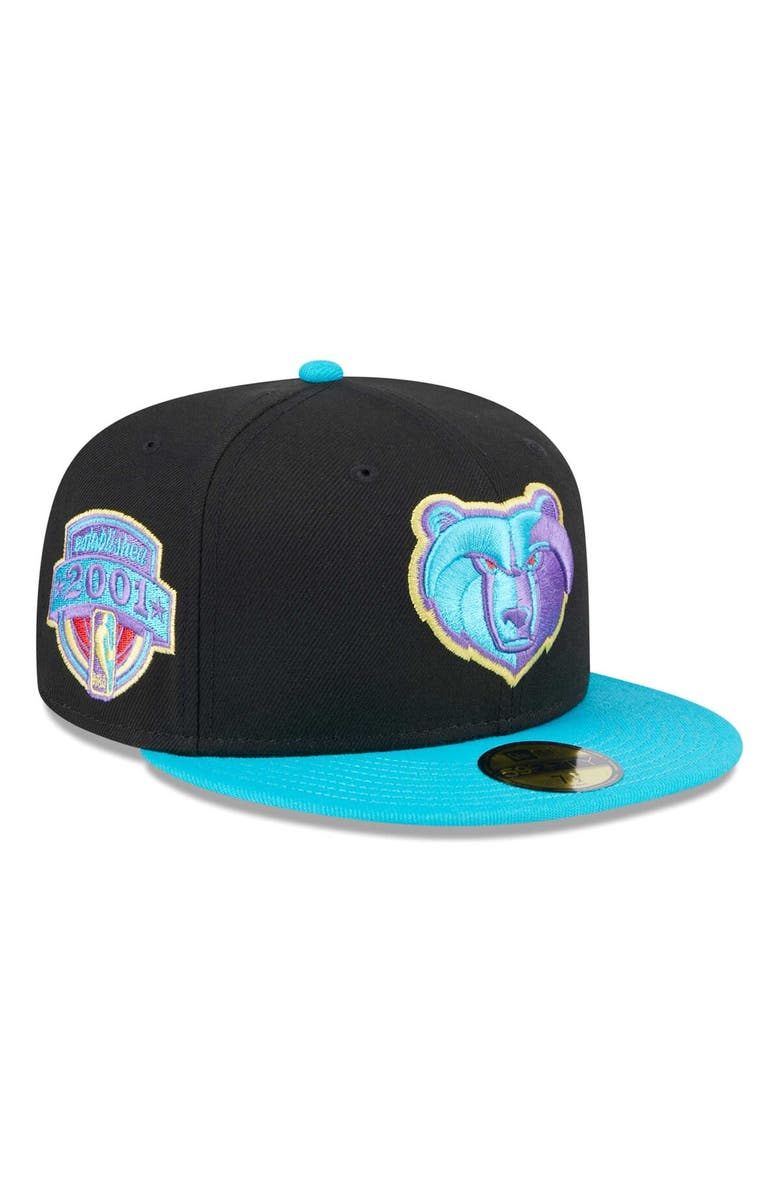 New Era Men's New Era Black/Turquoise Memphis Grizzlies Arcade Scheme 59FIFTY Fitted Hat, Alternate, color, 
