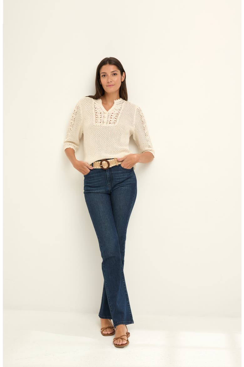 Semisheer Cotton Blend Open Stitch Sweater, Alternate, color, CLASSIC CREAM