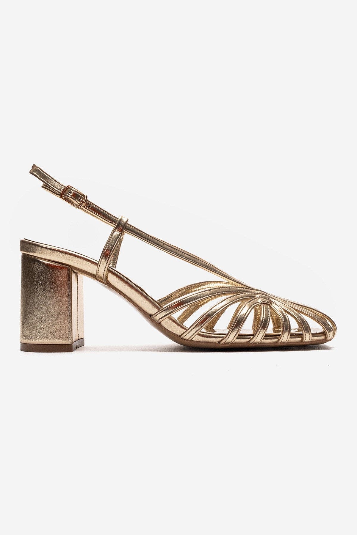 Prologue Shoes Wilda Block Heel Sandal, Alternate, color, Gold