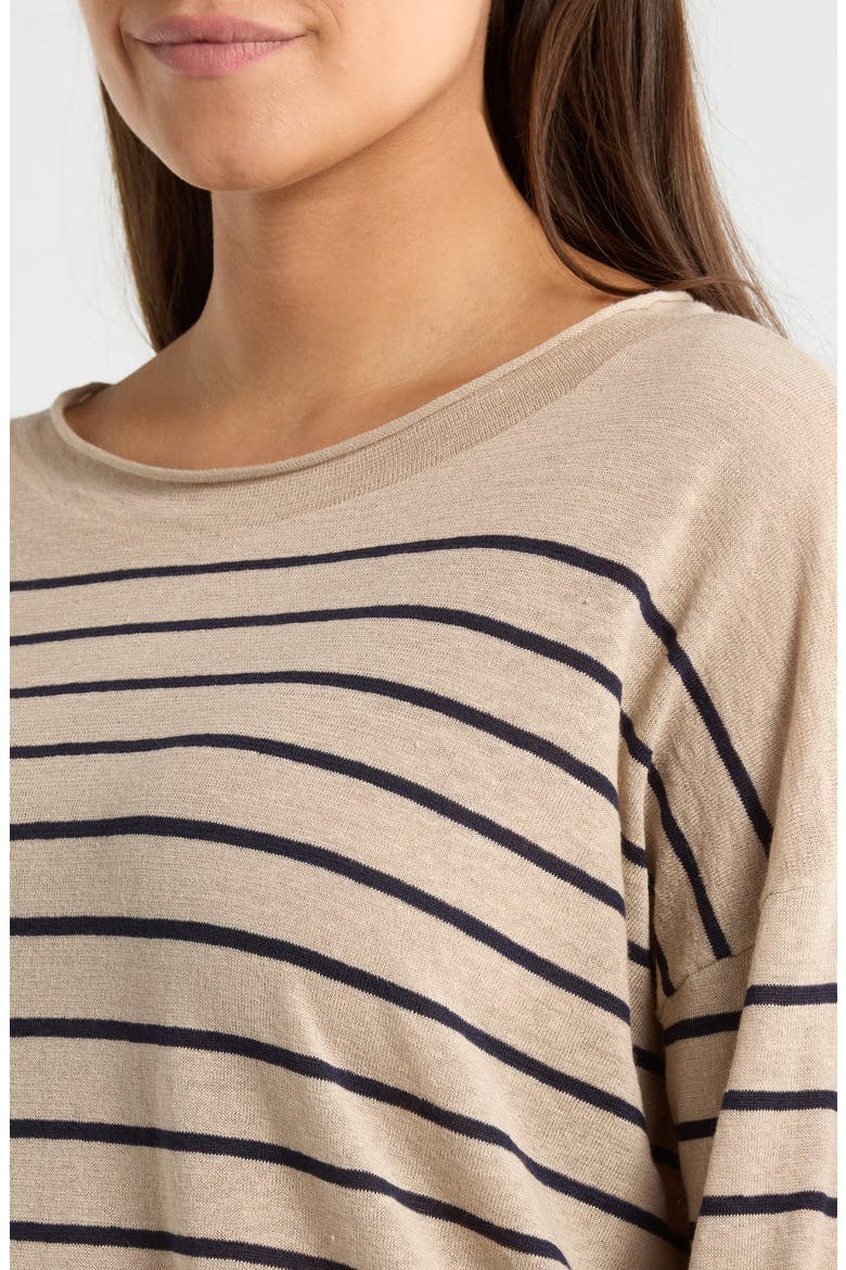 Organic Linen & Organic Cotton Crewneck Sweater, Alternate, color, INK