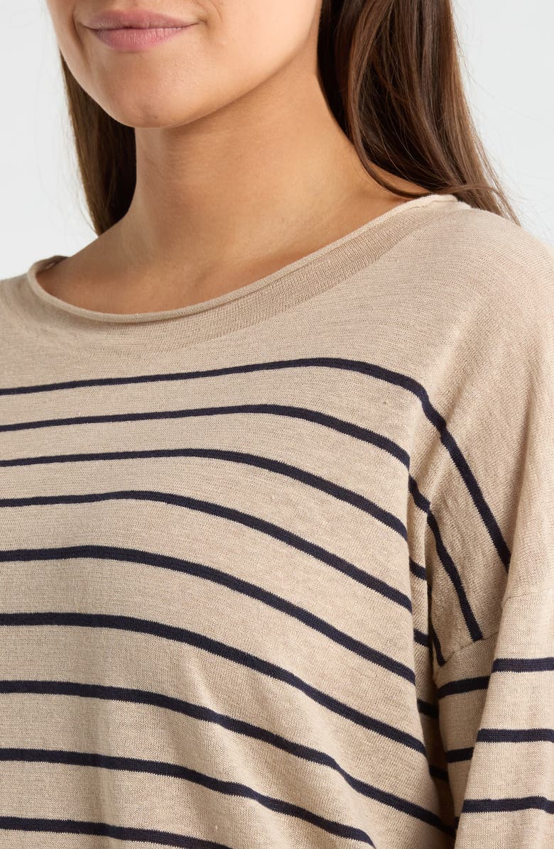 Eileen Fisher Organic Linen & Organic Cotton Crewneck Sweater, Alternate, color, Ink