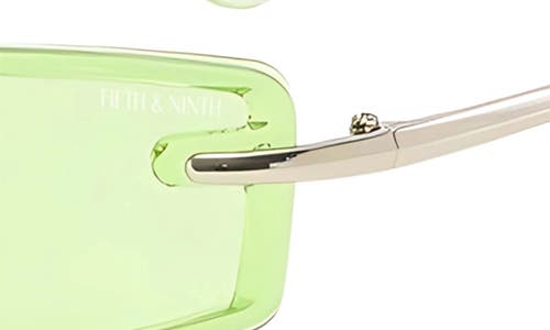Fifth & Ninth Zuri 66mm Oversize Rectangular Sunglasses In Green/silver