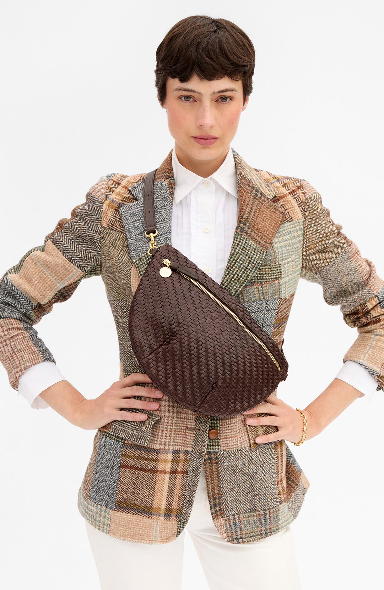 Grande Fanny Woven Leather Belt Bag, Alternate, color, CHOCOLATE
