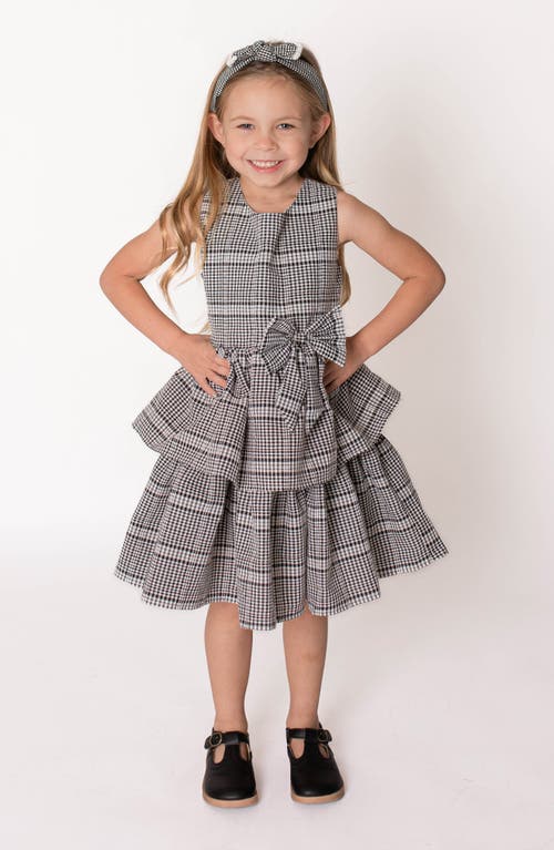Popatu Kids' Check Print Tiered Dress In Black