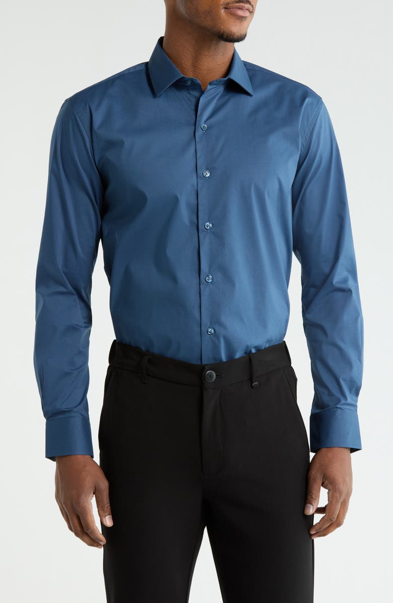 DKNY Diana Solid Stretch Dress Shirt, Main, color, Diana Blue