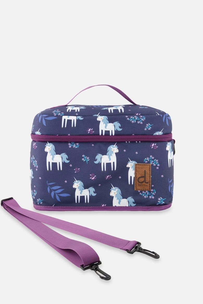 Unicorn Organized Spacious Lunch Box, Main, color, Blue and Purple Unicorn Print