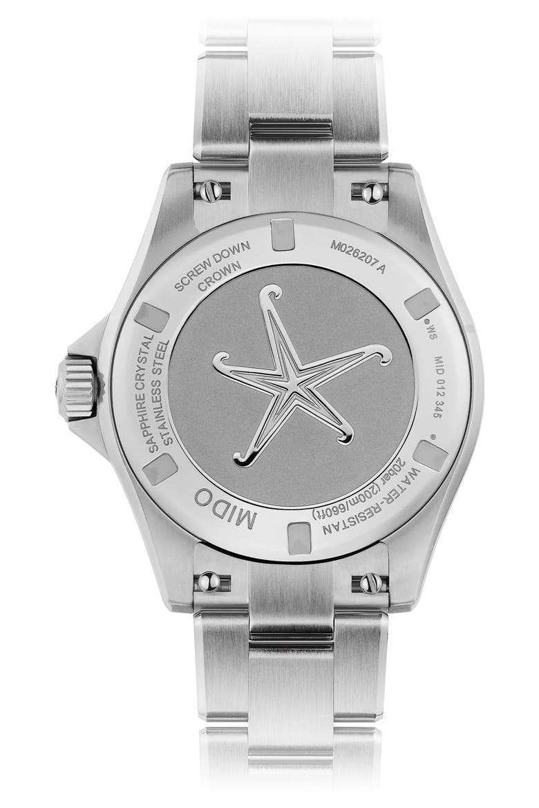 Ocean Star Captain Automatic Bracelet Watch, 36.5mm, Alternate, color, BLACK/ SILVER