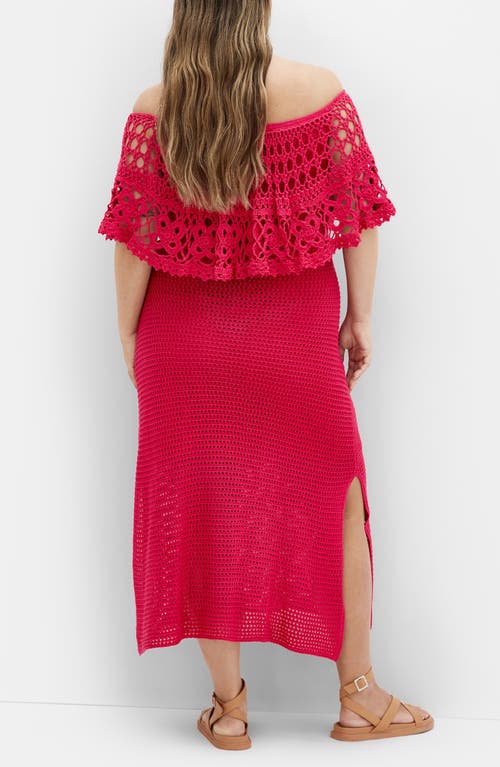 Shop City Chic Callie Open Stitch Tie Waist Off The Shoulder Maxi Dress