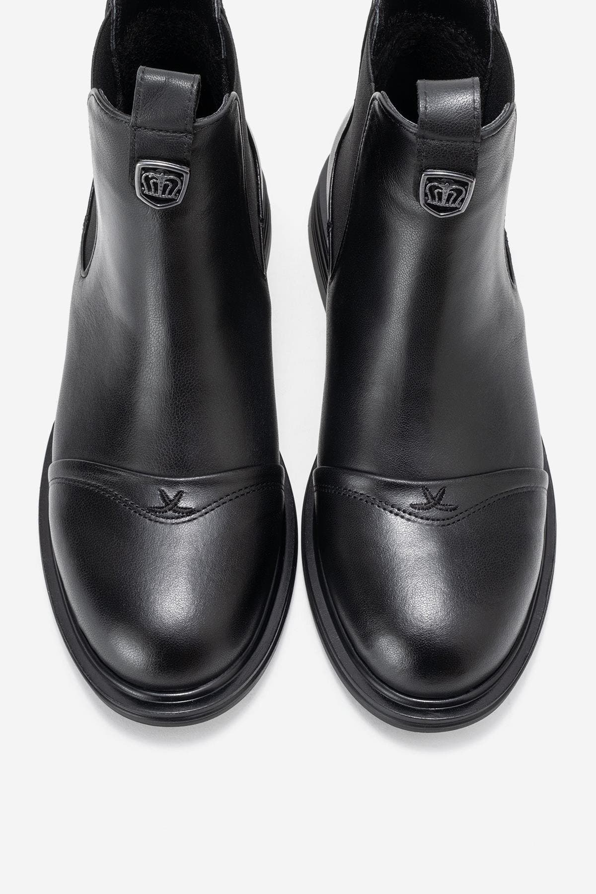 Forever & Always Shoes Sidney Leather Buckled Chelsea Boot, Alternate, color, Black Leather