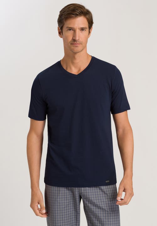 Hanro Cotton Superior V-neck T-shirt In Deep Navy