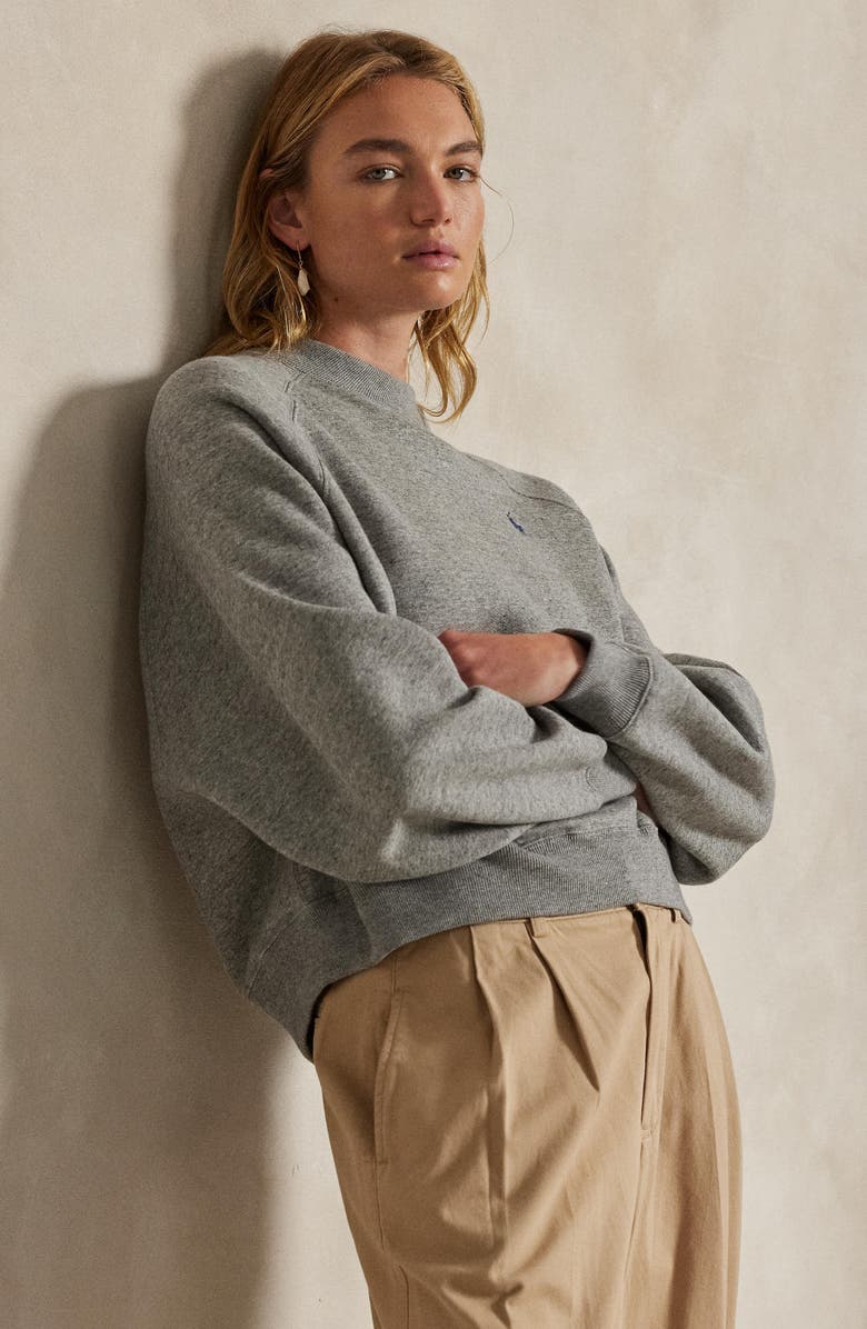 Polo Ralph Lauren Arctic Fleece Crewneck Sweatshirt, Alternate, color, Grey Heather