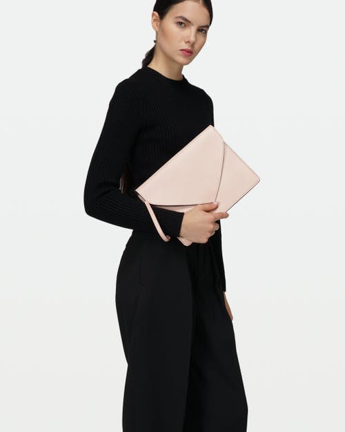Modher Envelope Clutch In Vegetable Tanned Calfskin And Suede Leather In Pink