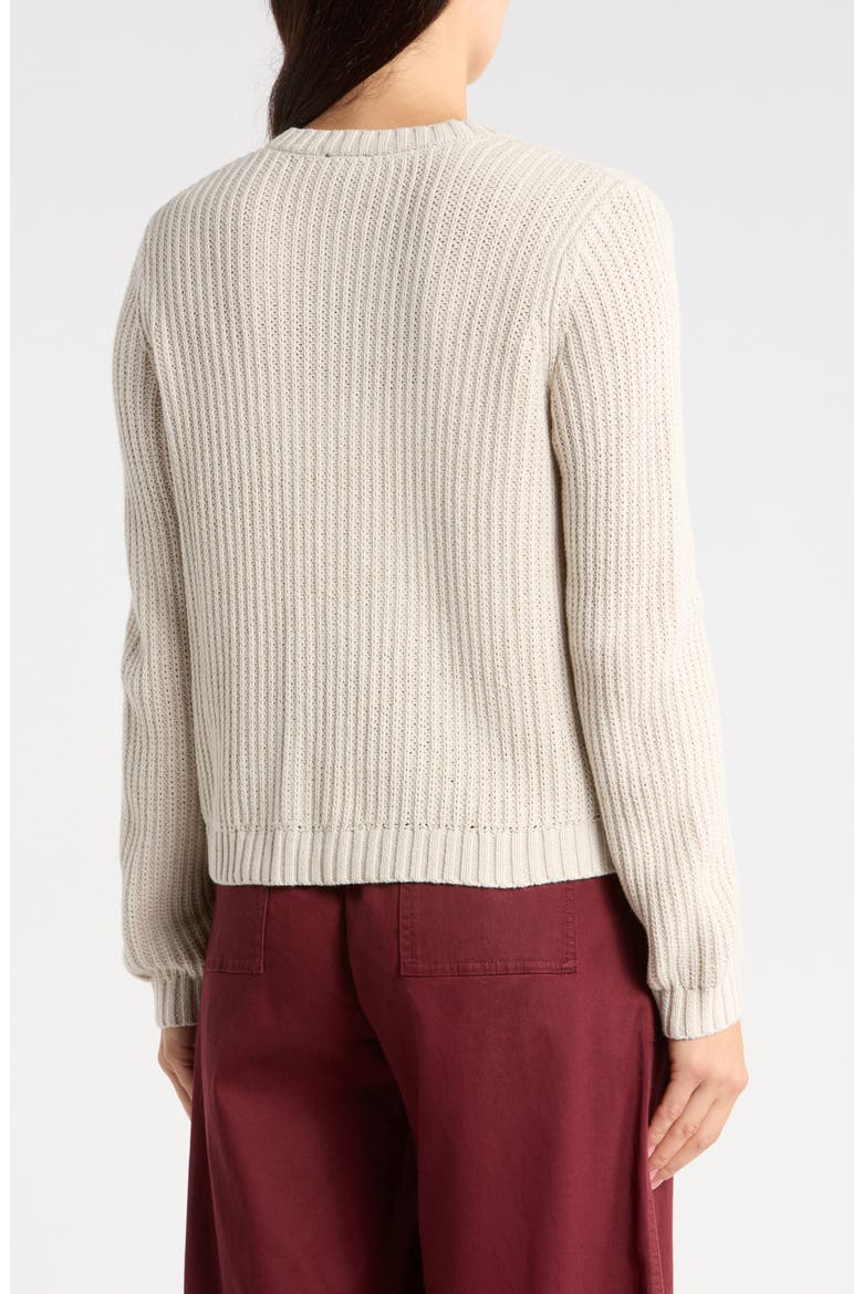 Felicity Crewneck Cotton Blend Cardigan, Alternate, color, PALE OAK HEATHER