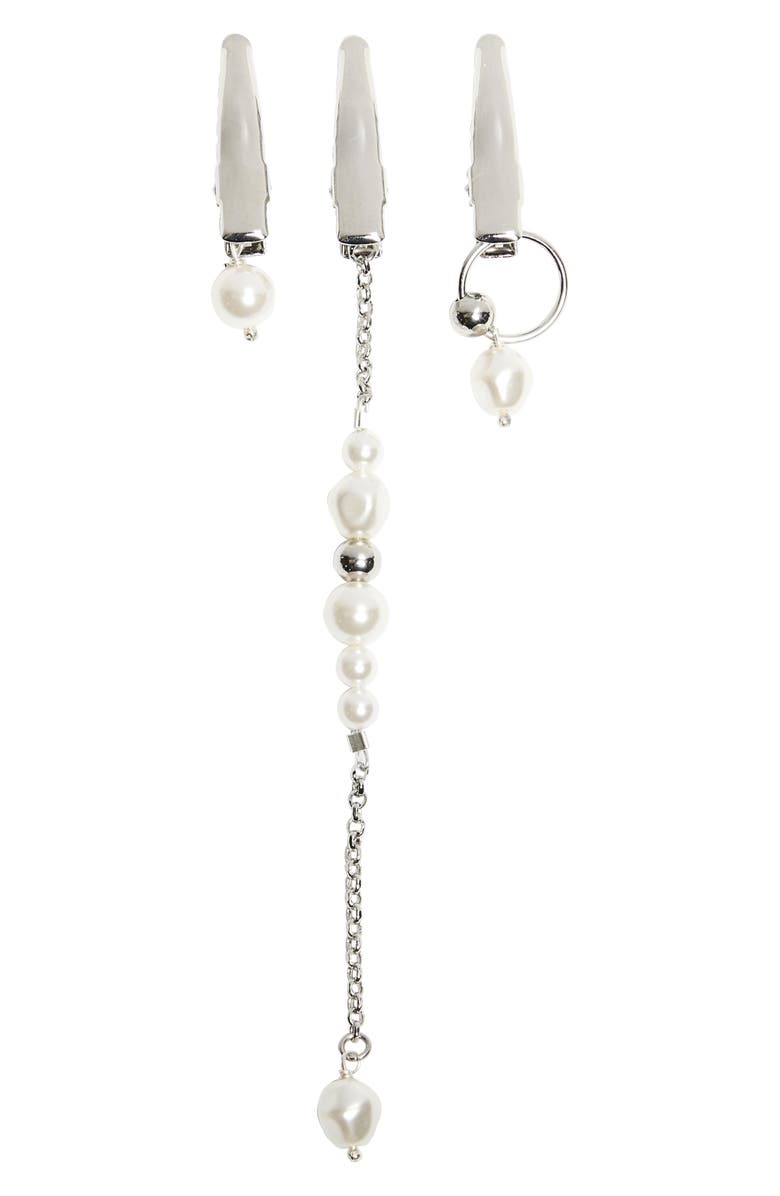 Justine Clenquet 3-Pack Yoko Imitation Pearl Hair Clips, Main, color, 