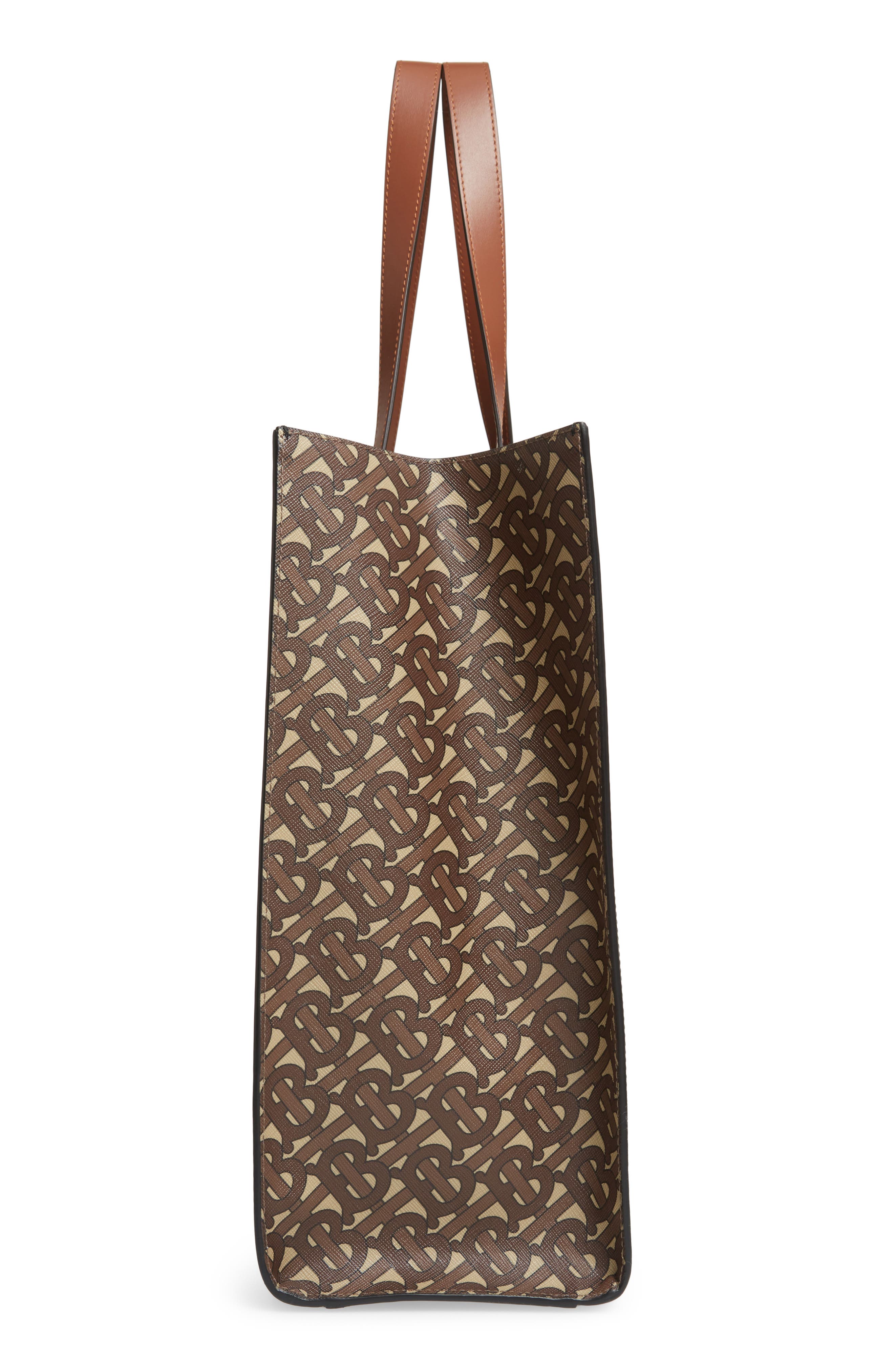Burberry Medium Monogram Stripe E-Canvas Tote, Alternate, color, 