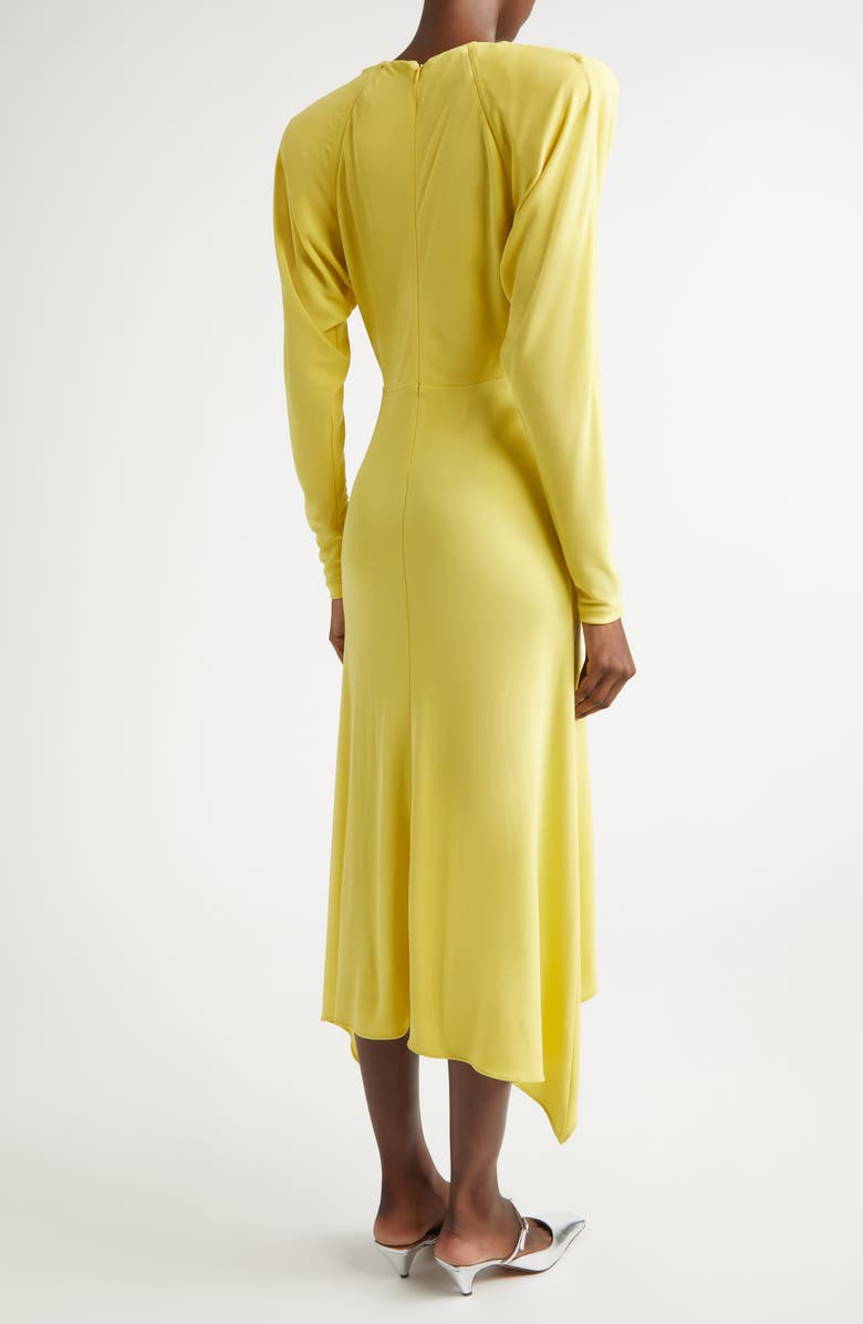 Stella McCartney Gathered Long Sleeve Jersey Midi Dress, Alternate, color, Mimosa