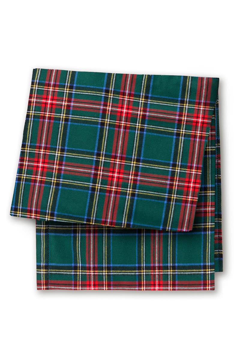 Petite Plume Kensington Tartan Cotton Table Runner, Main, color, Green