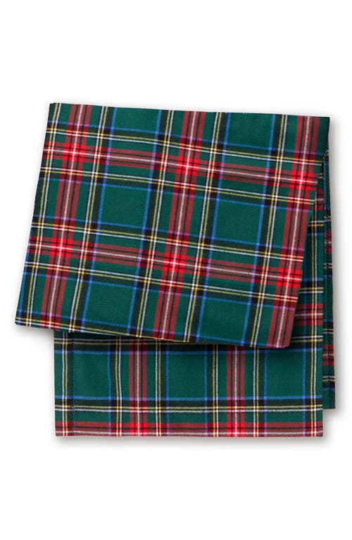 Petite Plume Kensington Tartan Cotton Table Runner In Green