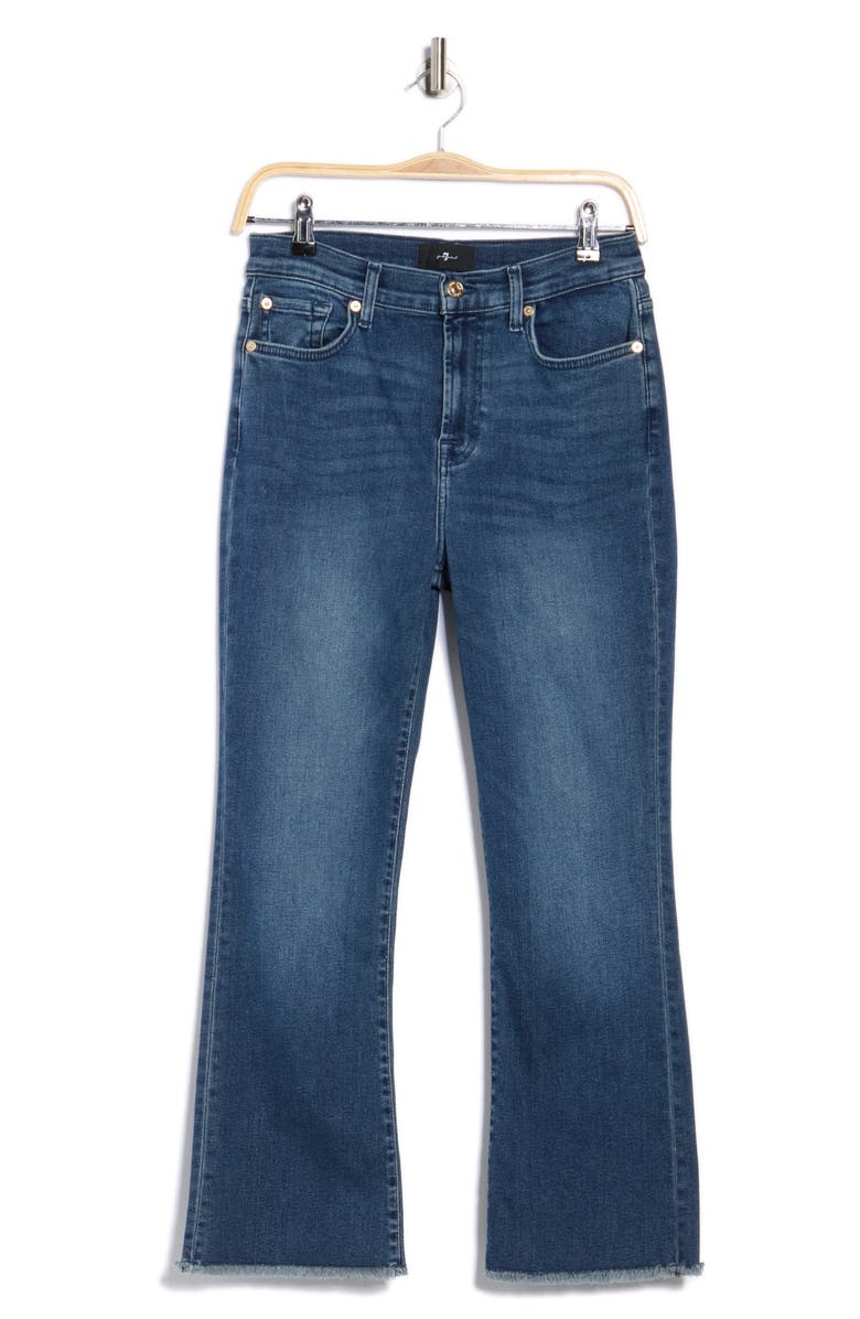 7 For All Mankind High Waist Fray Hem Slim Kick Flare Jeans, Alternate, color, 