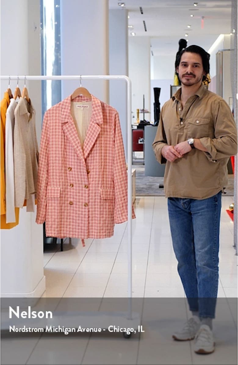 Olivia Tie Waist Gingham Double Breasted Blazer, sales video thumbnail