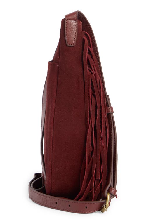 Lucky Brand Bran Nyra Suede Fringe Crossbody Bag In Red