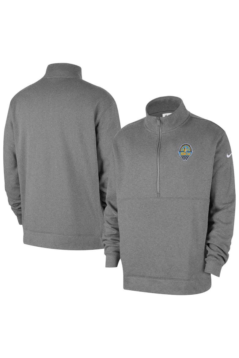 Men's Nike  Heather Gray Chicago Sky React Club Half-Zip Pullover, Alternate, color, Heather Gray
