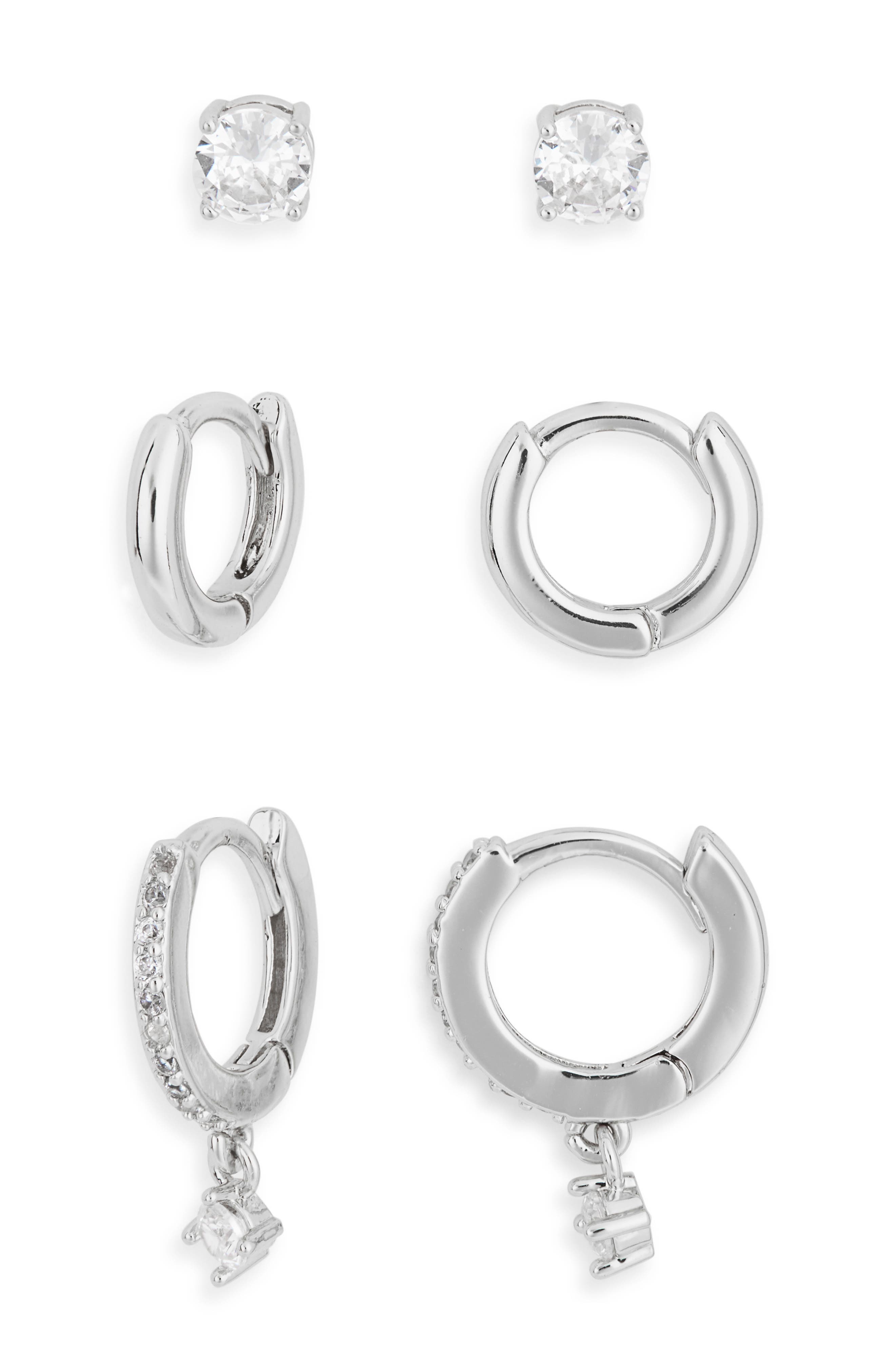 NORDSTROM RACK 3-Pack Assorted Stud & Hoop Earrings Set